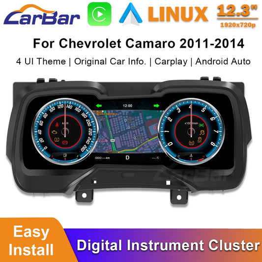 Carbar 12.3" LCD Dashboard Screen For Chevrolet Camaro 2011-2014 5th Generation Car Digital Instrument Cluster