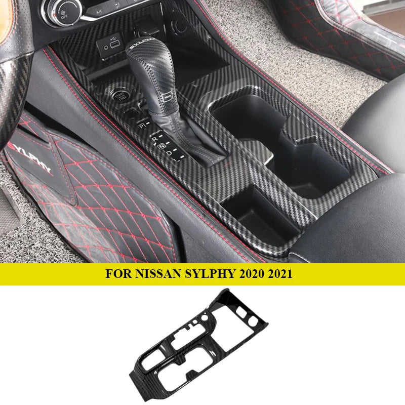 Car Interior Accessories For Nissan Bluebird Sylphy 2020 2021 2022 ABS Carbon Fiber Front Center Air Outlet Vent Cover Trim