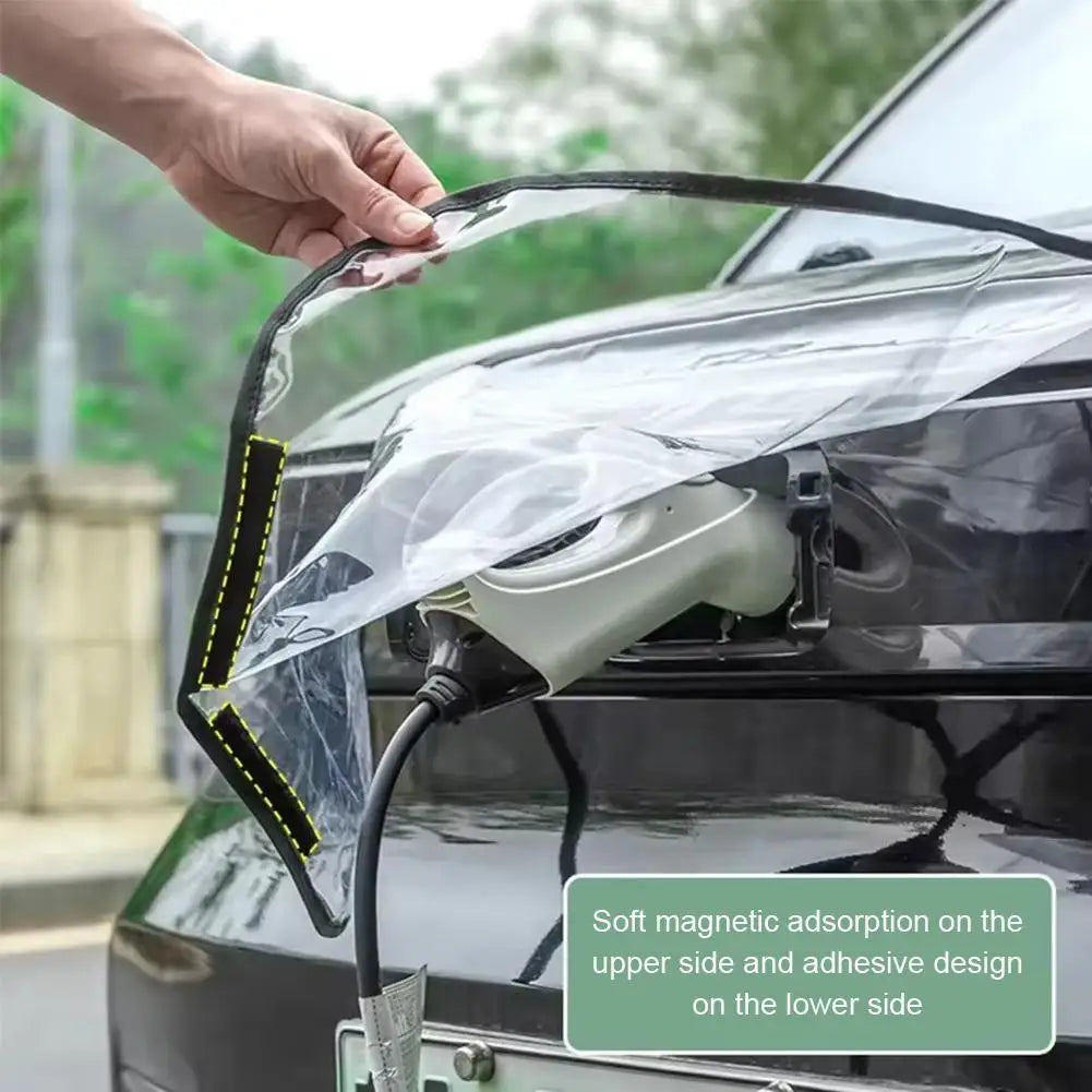 Electric Vehicle Charger Port Rainproof Cover, Waterproof PVC Plug Cover With Magnetic Stripe, Universal Fit For All EVs C5X1