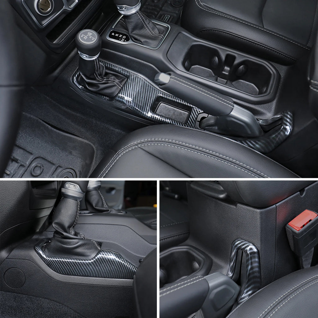 for Jeep Wrangler JL 2018-2023 Interior Accessories 4 Wheel Drive Emergency Brake Trim 4WD Decorative Cover Carbon Fiber Look