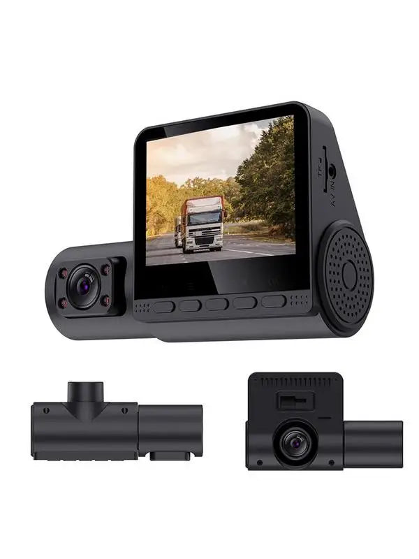 3 Channel Dashs Cam 360 Dashs Camera For Night Vision 2.4in IPS Screen Parking Monitor HD 1080P LED Light Loop Recording