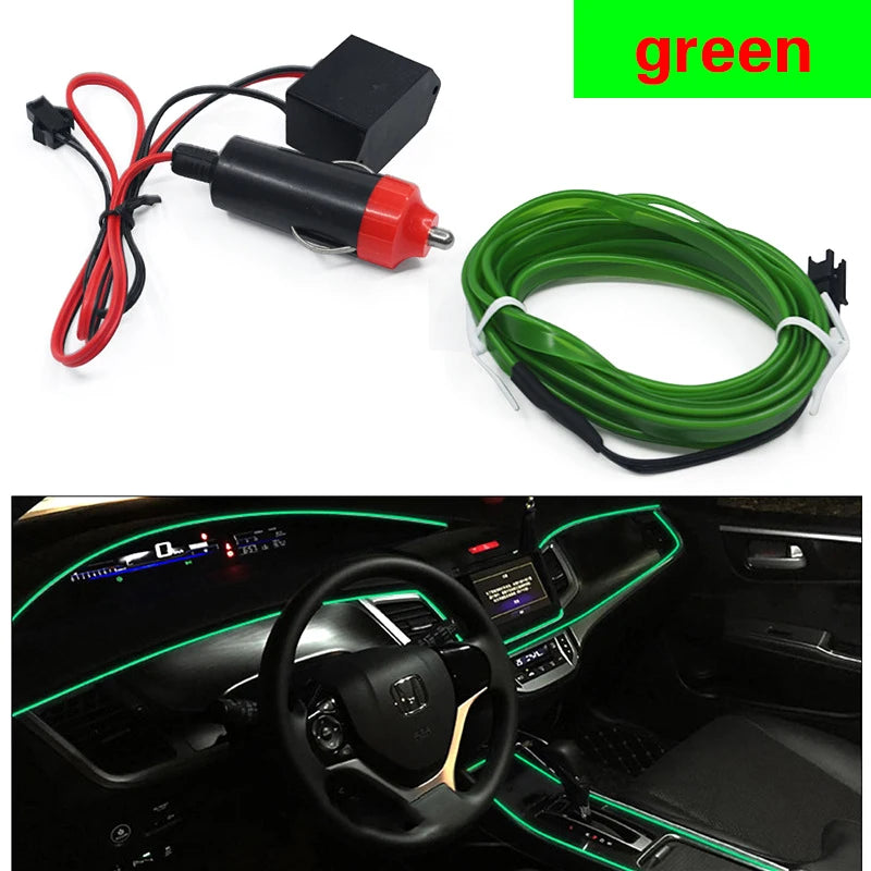 LED Car Ambient Lamp Car Interior Decoration Light Cold Light Strips  Waterproof Dashboard Console Lamp1/2/3/4/5M 12V Universal