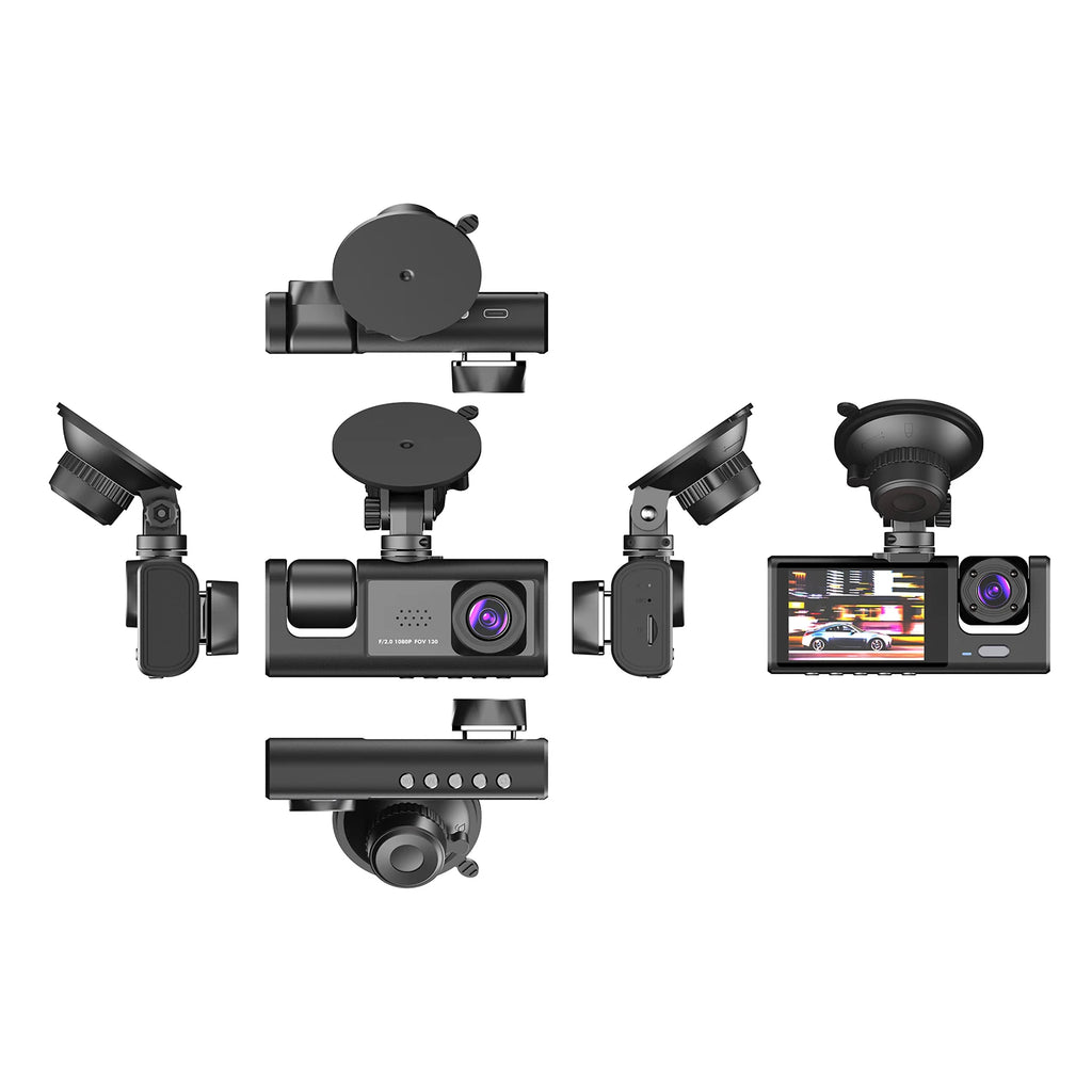 Dash Cam Recording Car Camera DVR S1 2"Screen HD 1080P 3 Cameras+WiFi (Front/Rear/In car) Night Vision Video Recorder