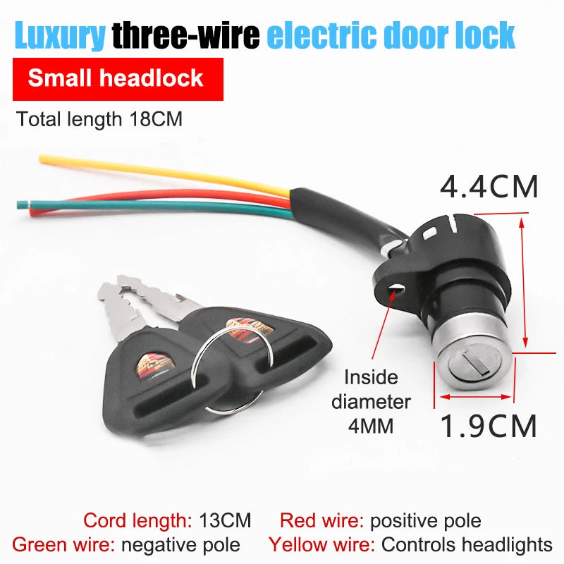 Llave de encendido para bicicleta eléctrica, cerradura de encendido portátil para scooter eléctrico, componentes de bicicleta eléctrica