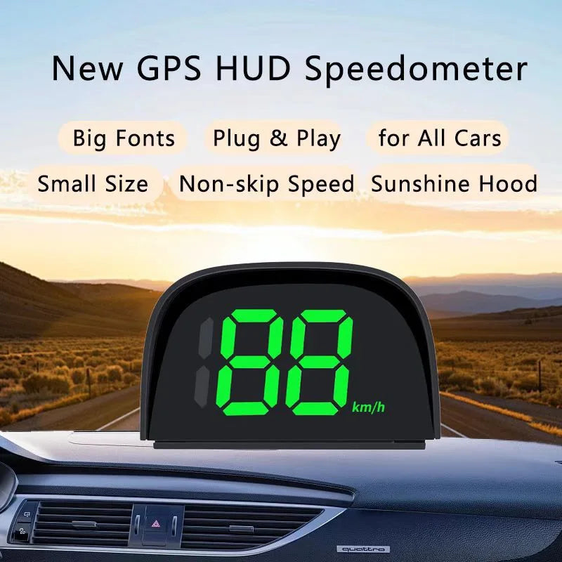 Smart Car HUD Display with Real-Time Speed/Time/Digital Compass - HD Plug-and-Play Head-Up Display