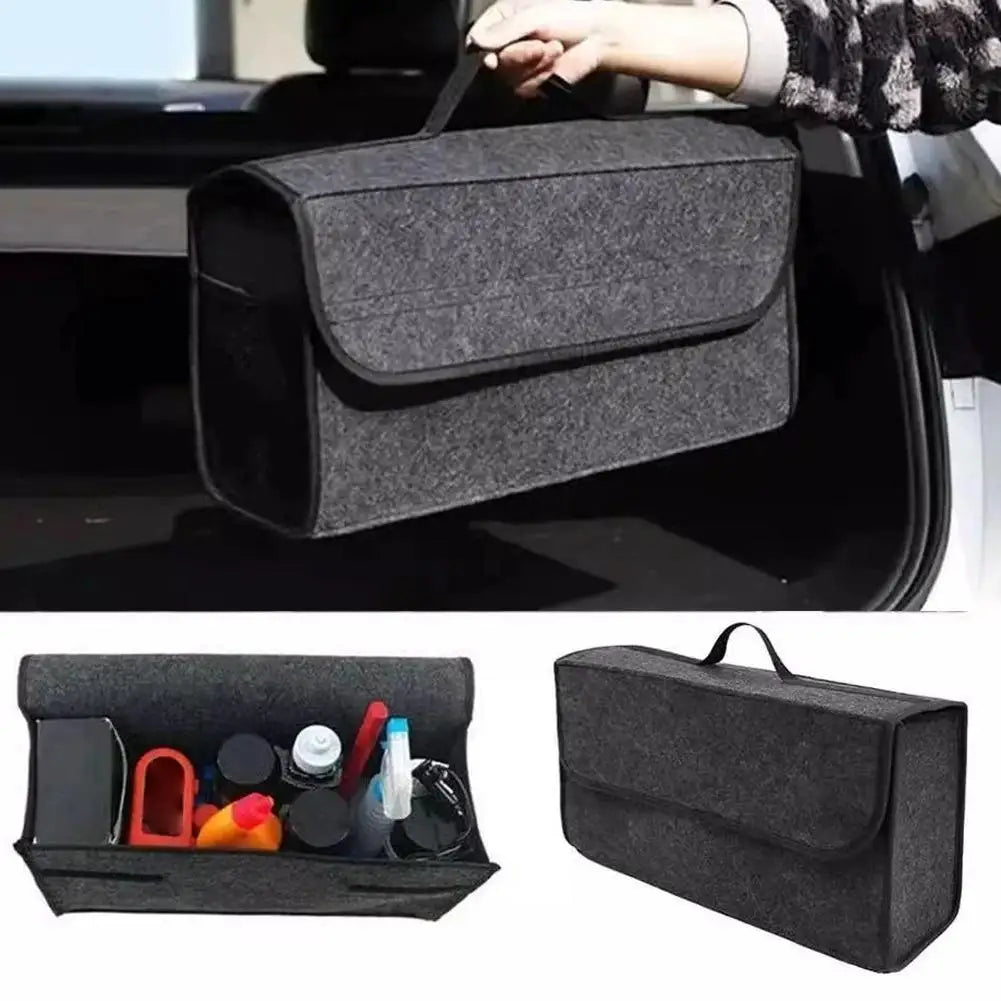 Car Trunk Organizer With Handle Foldable Car Charger Storage Box Space Saving Car Trunk Organizer Durable Fabric Felt StorageBox