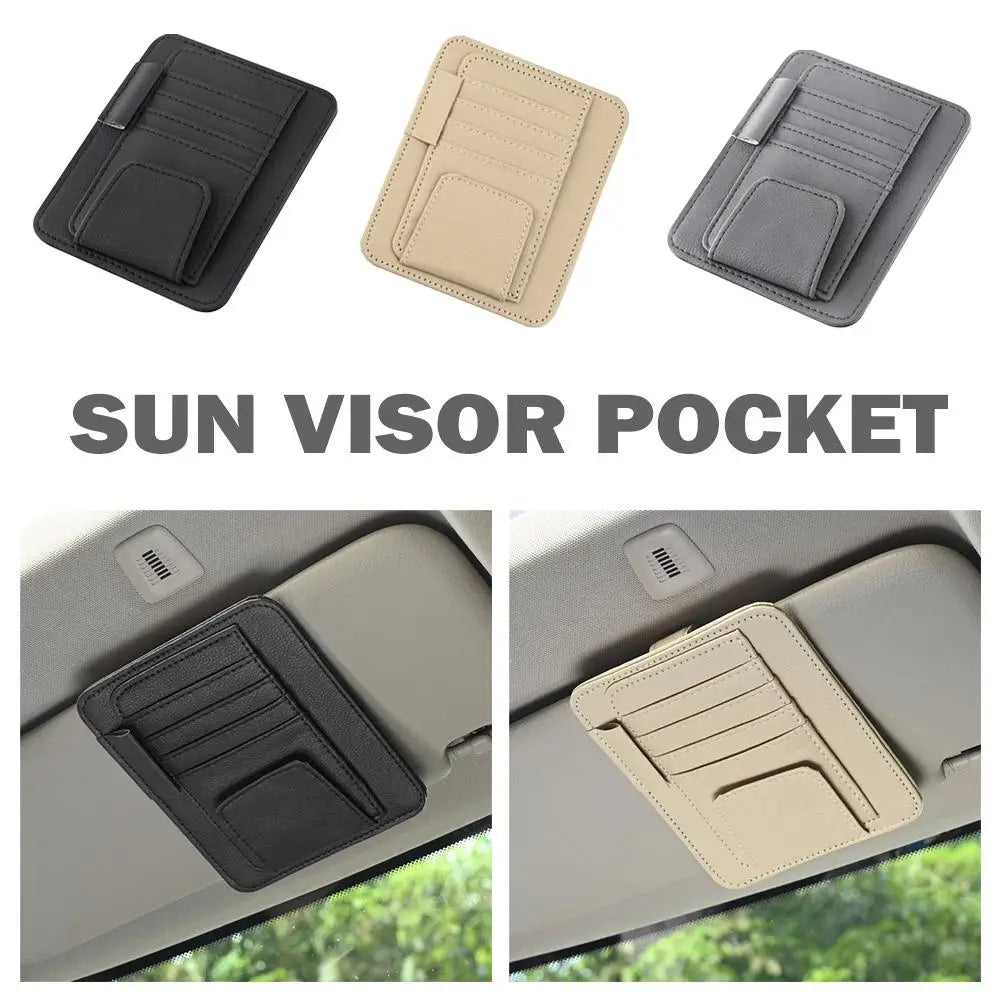 Car Sun Visor Organizer Multi-Pocket Auto Interior Accessories Pocket Organizer Car Document Storage Pouch Pen Holder
