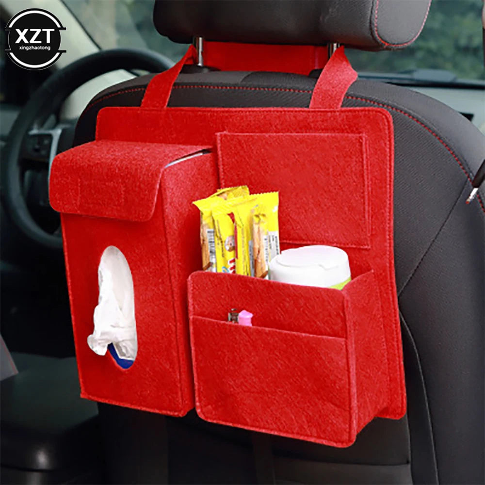 Car Back Seat Storage Bag Organizer Hanging Bag Paper Towel Mobile Phone Storage Felt Bag Debris Organizer Accessories