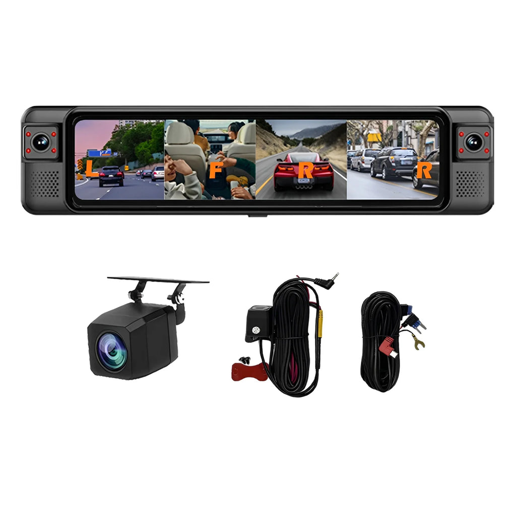 4CH Dash Cam 12" 4K+1K+1K+1K WIFI Rear View Mirror 4 Cameras Video recorder Car DVR ADAS BSD Night Vision 24H Parking Monitor