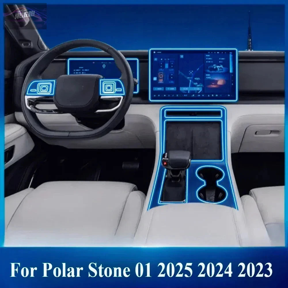 For Polar Stone 01 2024 2025 Accessories Car Interior Film Transparent TPU Gear Panel Navigation Center Console PPF Protection
