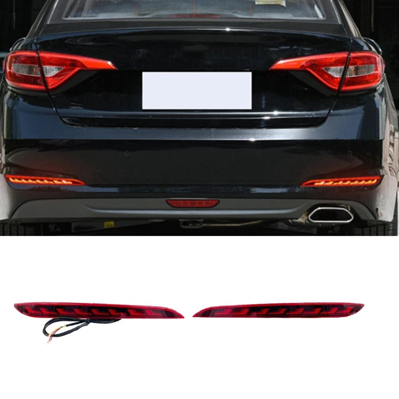 Car Rear Bumper Light LED Dynamic Turn Signal Lights Rear Warning Lamp Reflector For Hyundai Sonata 2015-2017