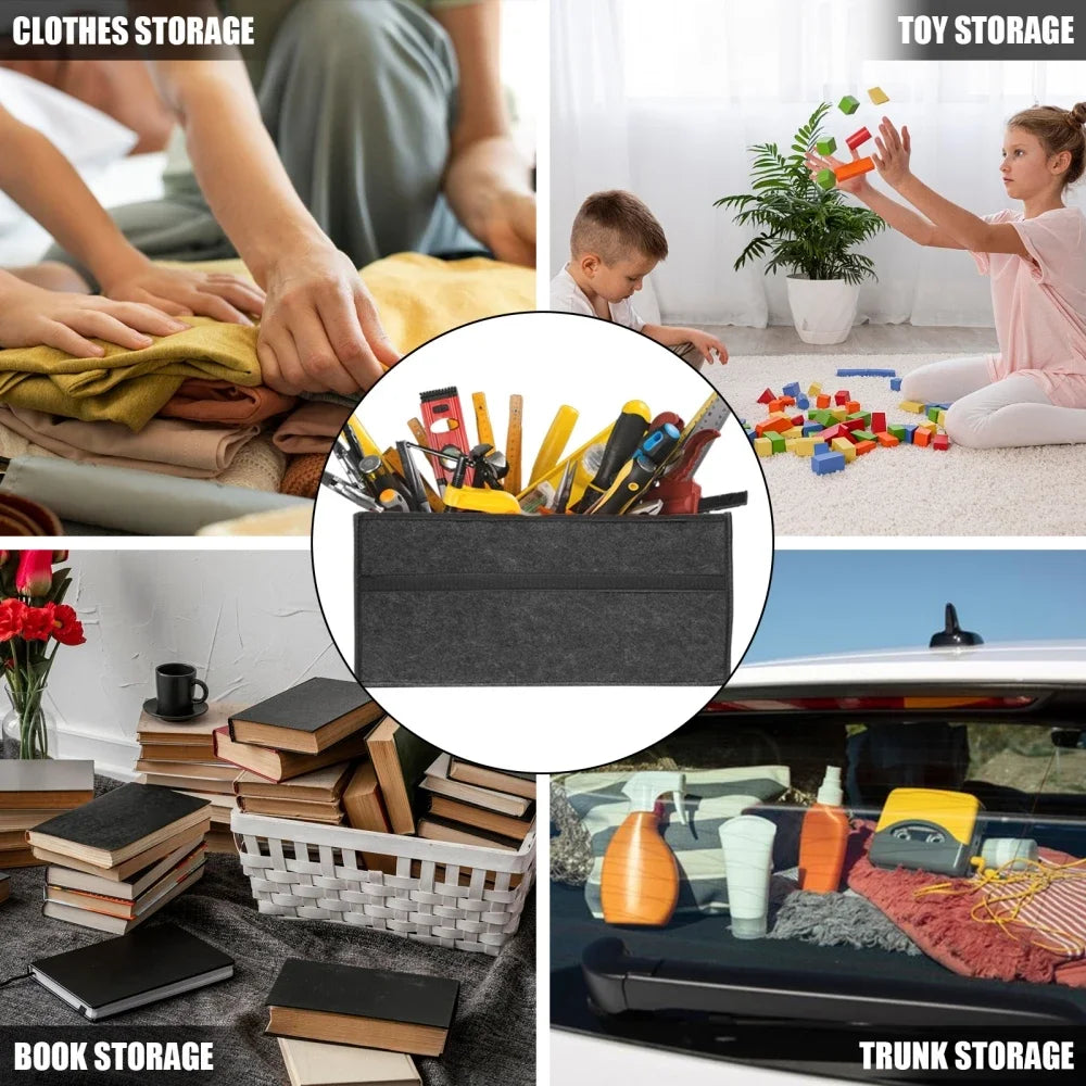 Car Trunk Organizer with Felt Lining - Collapsible Storage Bins, Anti-Scratch & Silent for Tools, Groceries, Emergency Kit