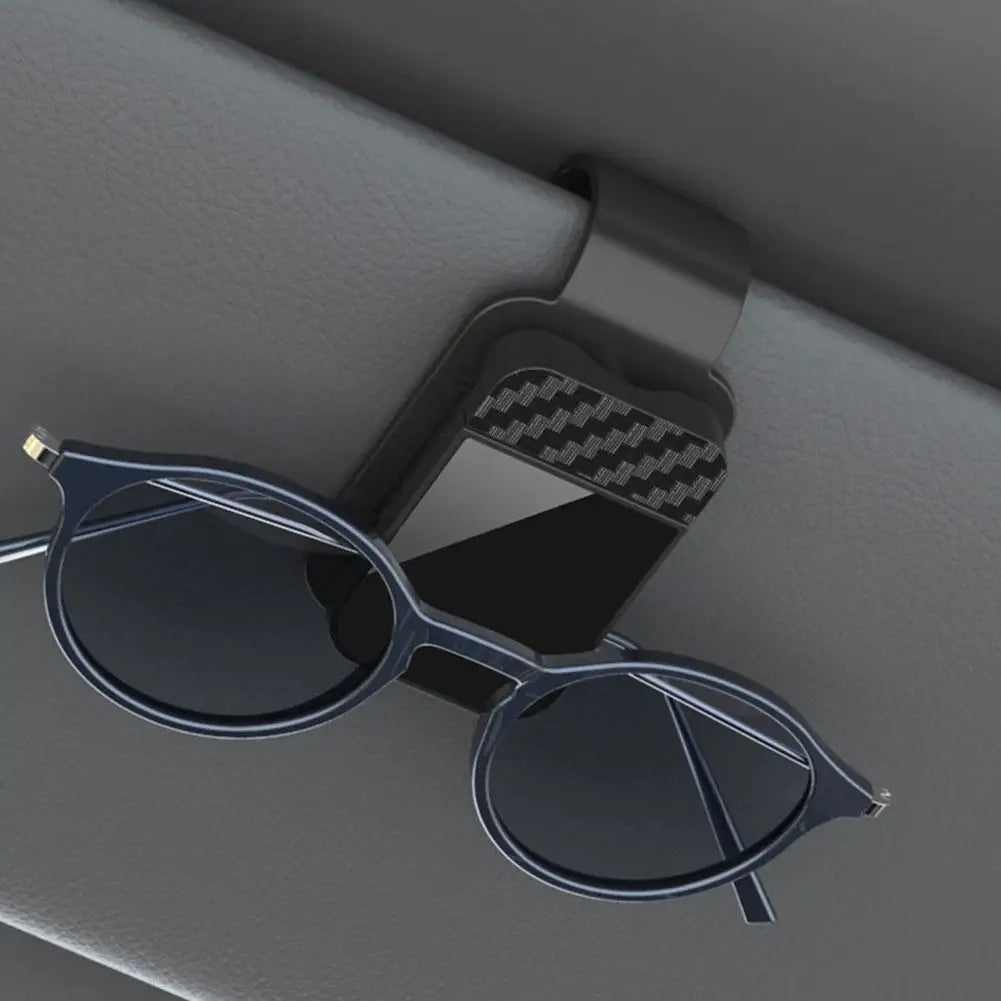 Car Sun Visor Glasses Holder Carbon Fiber Pattern Sunglasses Clip Ticket Card Mount Bracket Auto Interior Storage Accessories