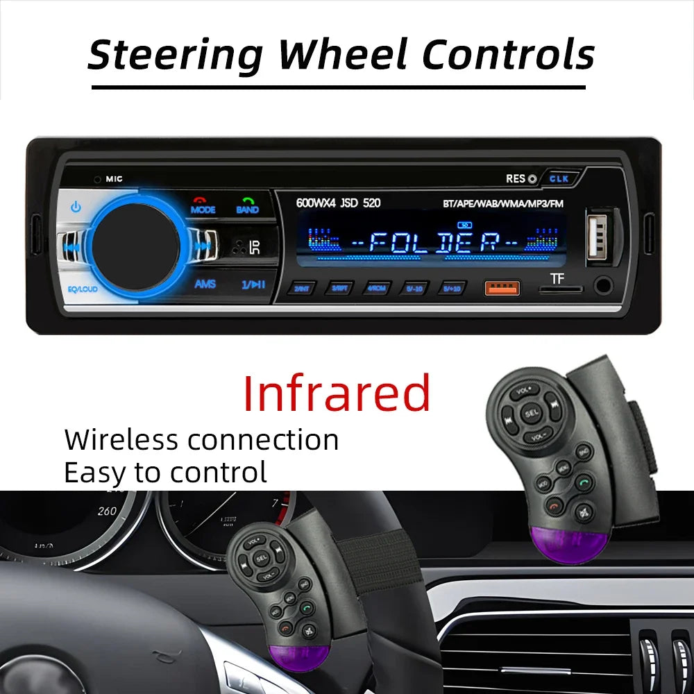 Car Radio 1din Stereo Player Digital Bluetooth Car MP3 Player FM Radio Stereo Audio Music USB/SD with In Dash AUX Input