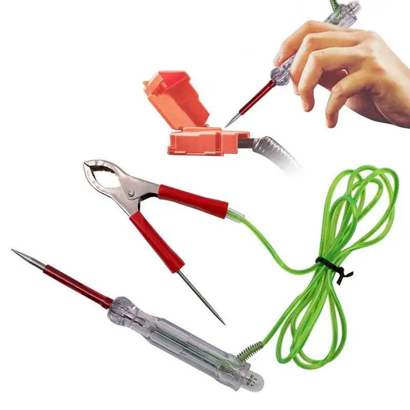 Comprobador de circuitos eléctricos automotrices de 6 V-24 V CC, comprobador de circuitos automotrices, luz de prueba LED, comprobador de fusibles con pinza de cocodrilo y sondas.