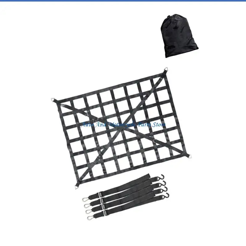 P9FD Truck Bed Cargo Net Tear Resistant S Hook Design For Secure Load Transport
