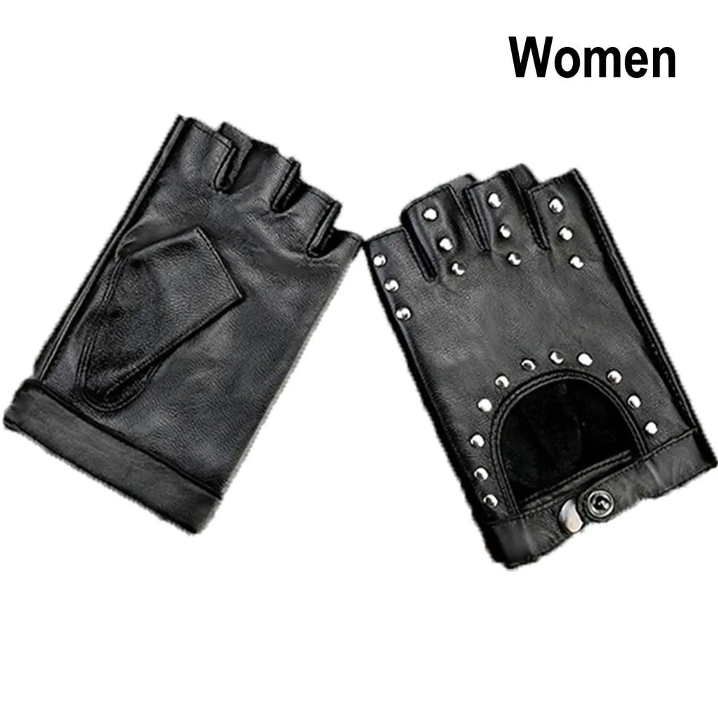 Motorcycle Accessories Driving Motor Rivet Punk Glove Gloves Fingerless Leather Mittens
