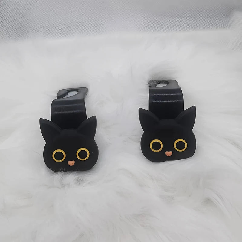2Pcs Cartoon Cute Cat Car Clips Front Seat Headrest Organizer Holder Auto Fastener Hangers Car Storage Interior Accessories