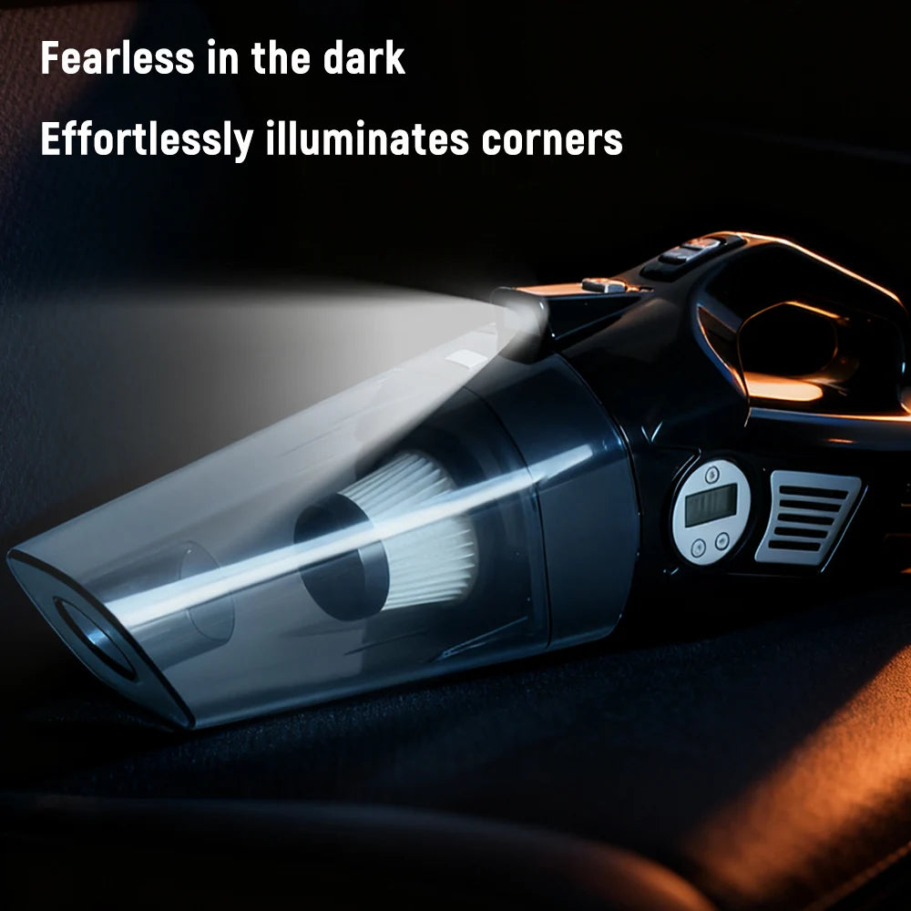 Wireless/Wired Car Vacuum Cleaner Car Tire Inflator Strong Suction Handheld Home Car Vacuum Cleaner Multi-functional with Light