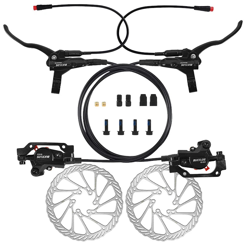 BUCKLOS Electric Bike Hydraulic Brakes Power Off Electric Scooter Brake Set 2 Piston E-Bike Disc Brake Set Folding Bike Brakes