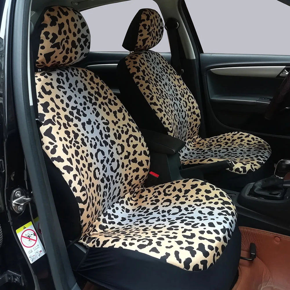 Fashion Leopard Print Car Seat Cover Full Surrounding  Four Seasons Universal Breathable Non-slip Cushion Cover Car Interior