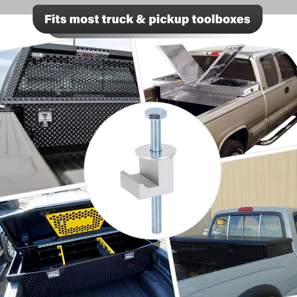 4PCS Truck Tool Box Mounting Kit for Pickup Truck Bed Toolbox Mount Tie Downs, Universal Aluminum Mounting Clamps Comes