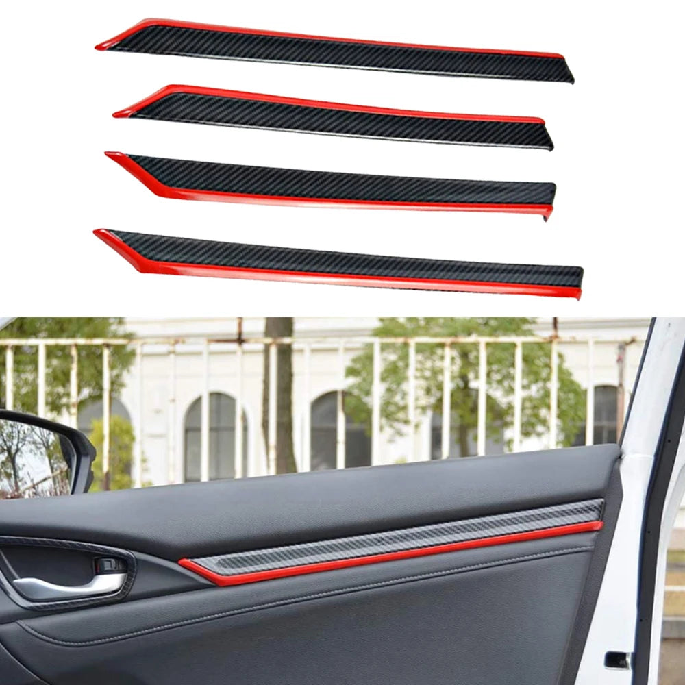8pcs Car Interior Door Cover Trims decorative accessories For Honda 10th Generation Civic 4-Door 2016 2017 2018 2019 2020