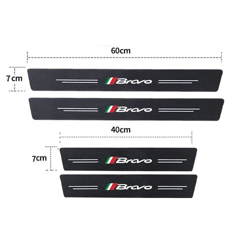 Car Interior for Fiat Bravo Logo  Door Sill Trunk Bumper Waterproof Decals Front Rear Threshold Stickers Strips Accessories