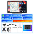 Portable 10.1 inch 4K Dashcam Wireless Carplay Android Auto DVR Car Intelligent Systems Dashboard Car DVR Bluetooth FM AUX