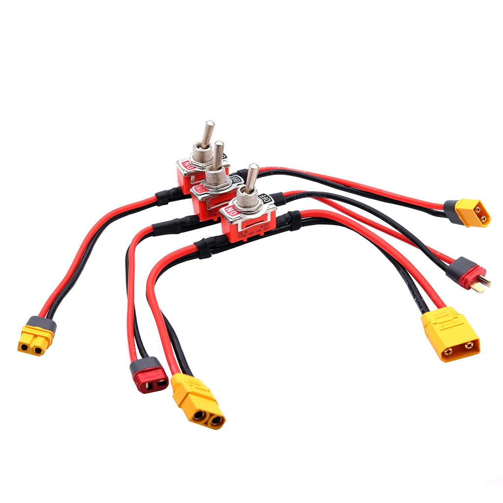 Interruptor de alta carga de corriente grande AMASS XT60 XT90 con conector en T, interruptor de encendido y apagado de 12/14 AWG para conexión de motor ESC de avión RC de bicicleta eléctrica