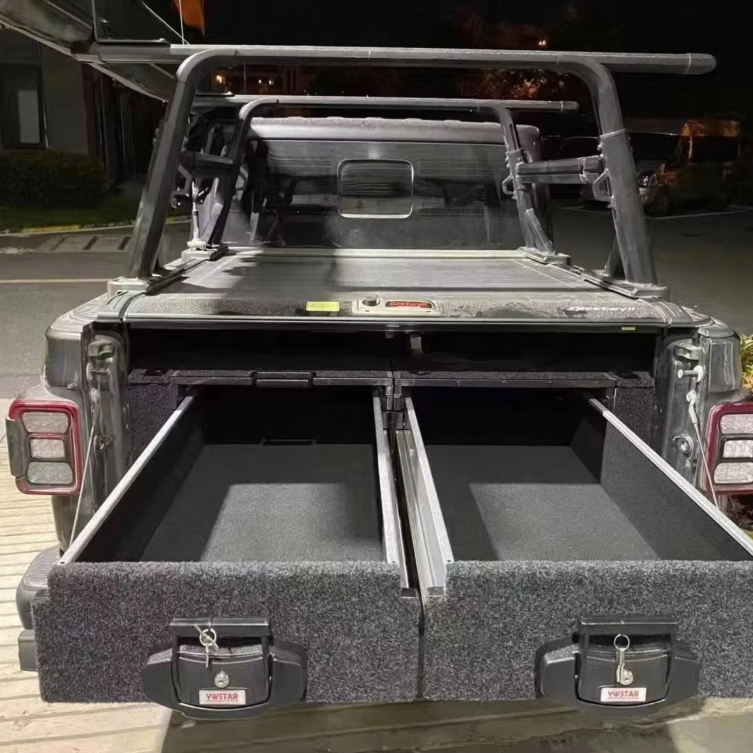 Best 4*4 Accessories Truck Pickup Bed Storage Slide Out Tool Box Drawer System Rear Aluminum Drawers For Ford F150