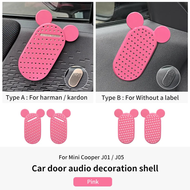 Car Door Audio Decoration Shell For Mini Cooper E/SE J01 EV Aceman J05 2024 2025 ABS Door Speaker Cover Car Interior Accessories