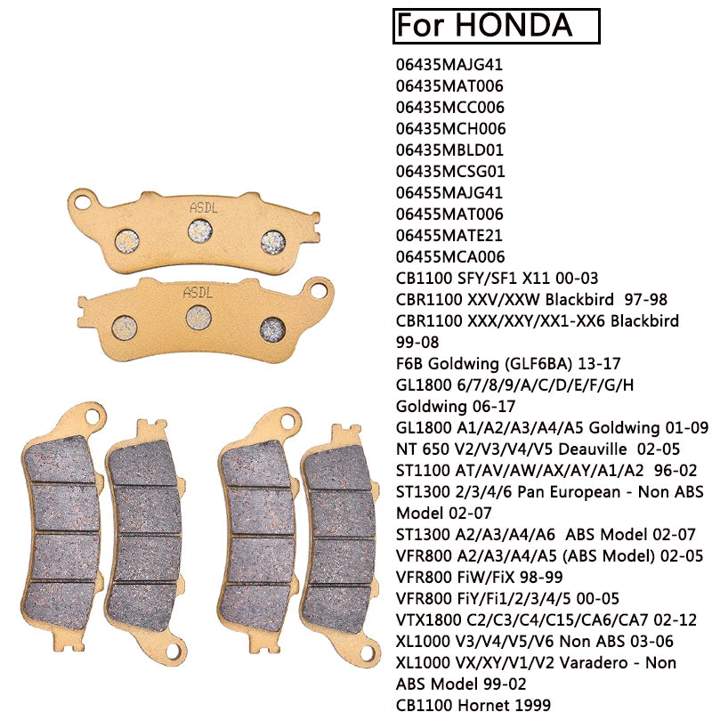 Motorcycle Front Rear Brake Pads for Honda VFR800 VFR 800 CBR 1100 XX Blackbird ST 1100 NRX1800 VTX1800 NRX VTX 1800 ST1100