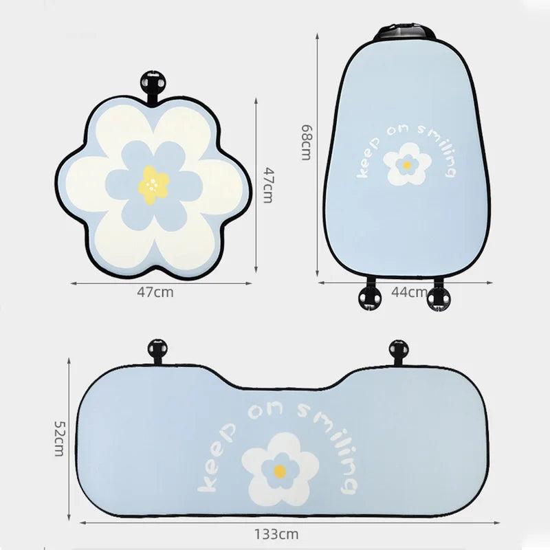 Fashion Blue Flower Car Seat Cover Summer Breathable Cool Seat Mat Cushion Pillow Car Interior Women Four Seasons Universal Pad