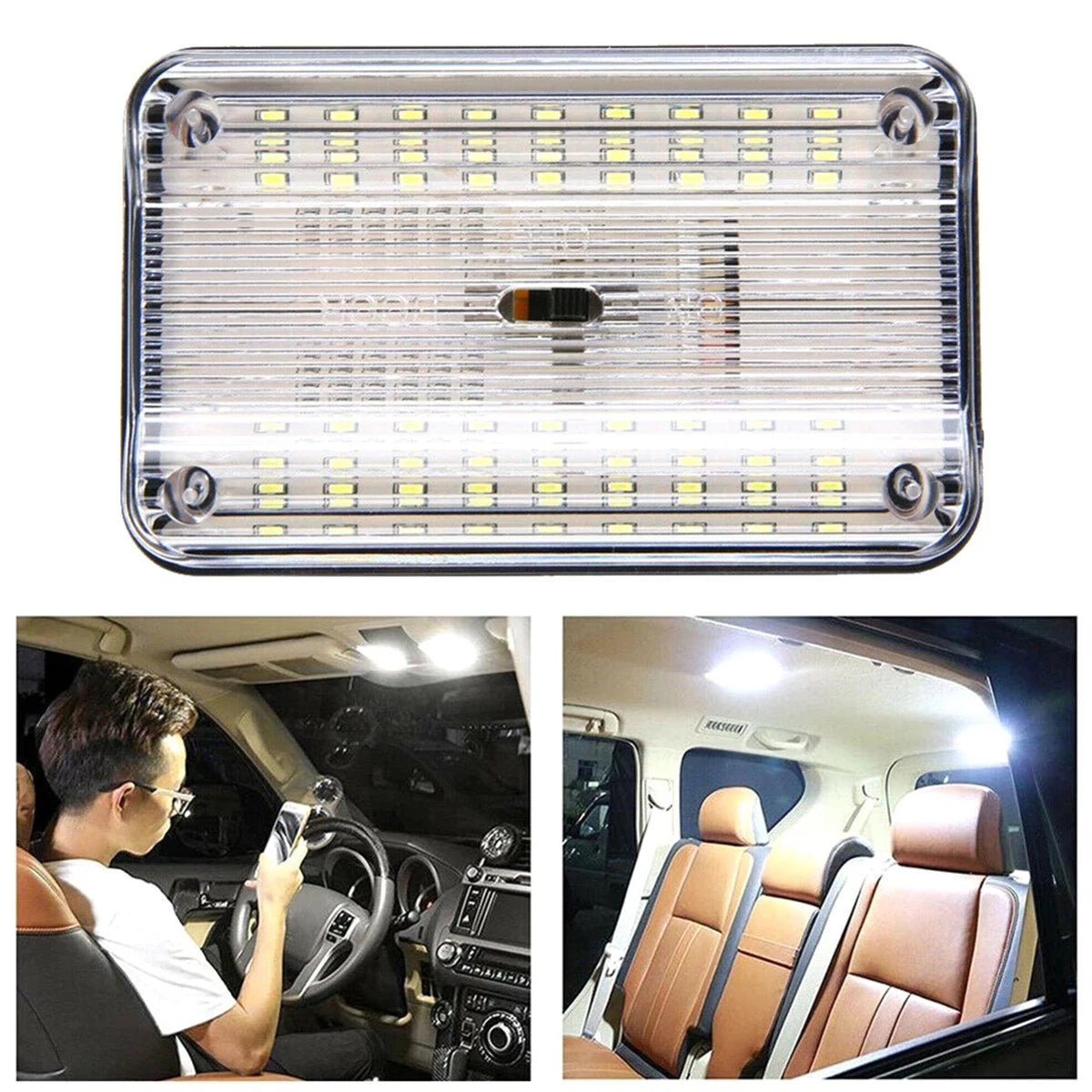 Car Interior Roof Lights 12V 36 LED Bulbs White Vehicle Ceiling LED Lighting Lamp Car Dome Reading Light with On/Off Switch Hot