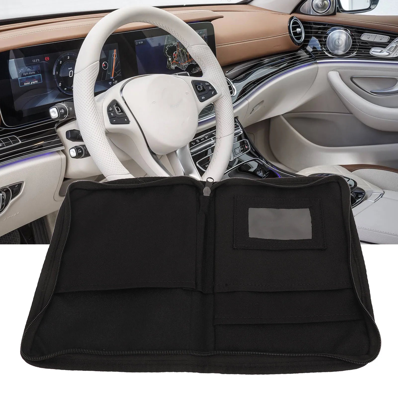 Car Glove Compartment Organizer Multifunctional Zipped Design Oxford Cloth  Car Document Holder Portable for Car