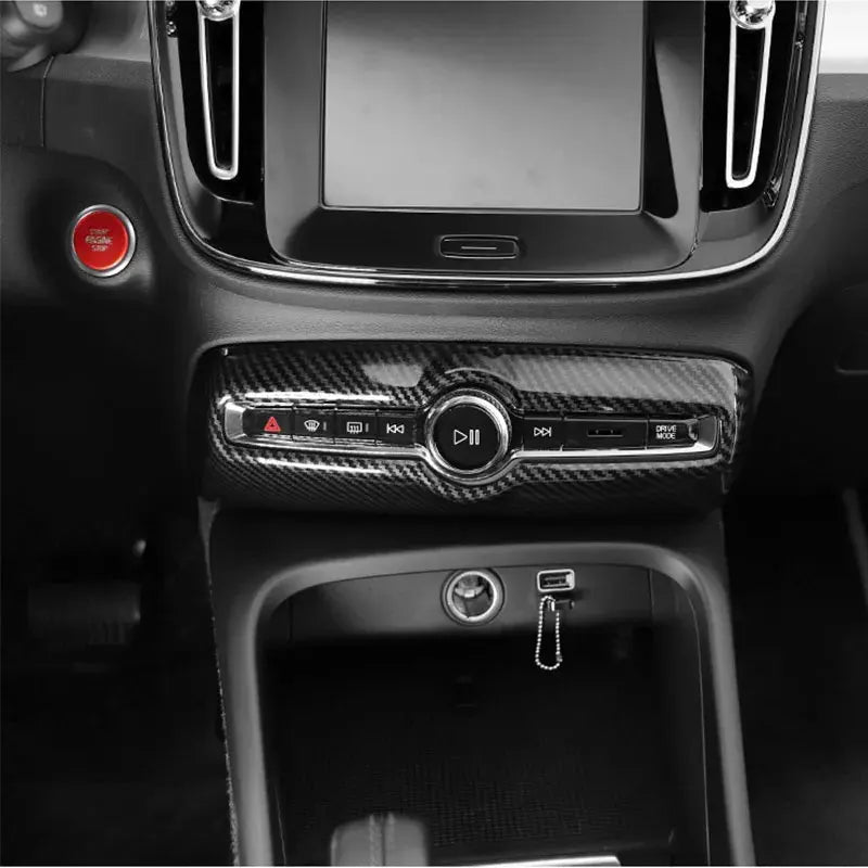 For Volvo XC40 C40 car interior decoration with ABS car accessories, carbon fiber texture, black gloss