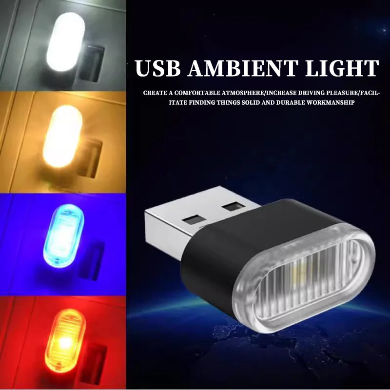 Car USB Rainbow Ambient Light Floor LED Light for Car Modification Wireless Decor No-Wire Mini Lamp