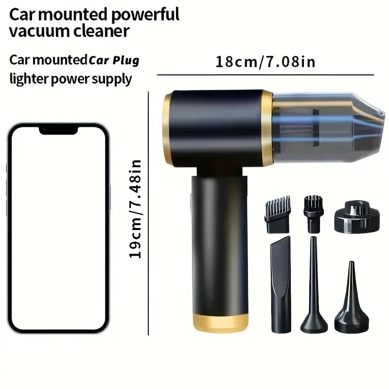Portable mini vacuum cleaner for cars and homes - super powerful dual-purpose hair dryer/vacuum cleaner, rechargeable blower