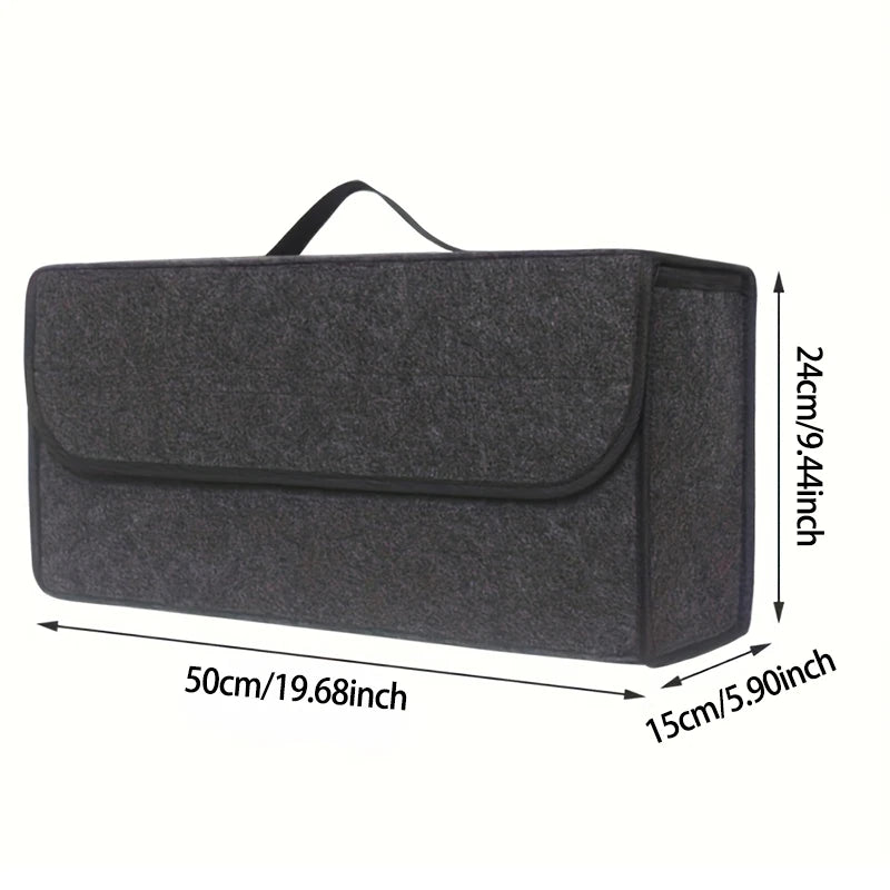 Car Trunk Organizer with Felt Lining - Collapsible Storage Bins, Anti-Scratch & Silent for Tools, Groceries, Emergency Kit