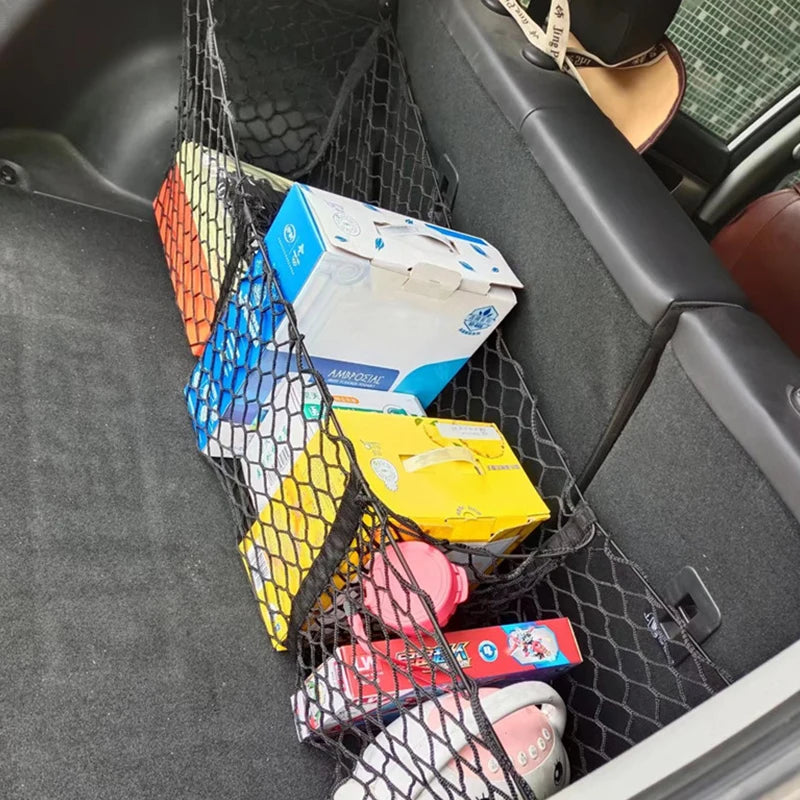 Automotive general accessories pickup truck luggage compartment storage net bag, three compartment storage net, car grocery rack