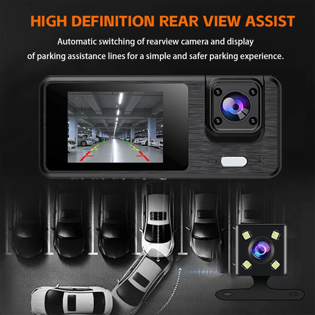 Dashboard Camera 3 Channel Battery Powered Dash Cam 1080P Monitor WIFI Infrared Night Vision Front Rear Reversing Image For