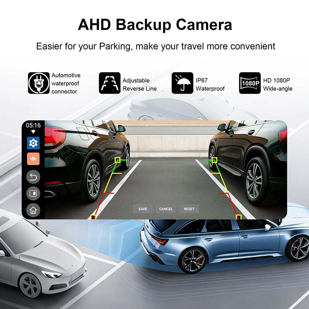 11.6 inch Dash Cam Car DVR Wireless Carplay & Android Auto GPS Navigation Video Recorder Dashboard  Wifi FM AUX
