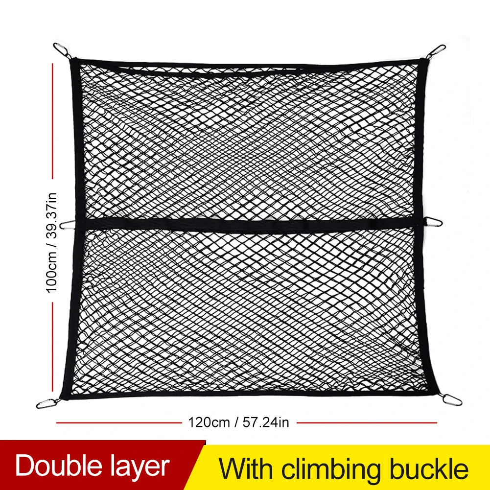 High Elastic Cargo Net for Pickup Truck Bed 4'x4' Stretch to 7'x7' Double Layer Bungee Net Mesh for Ford F150 SVT Raptor Tundra