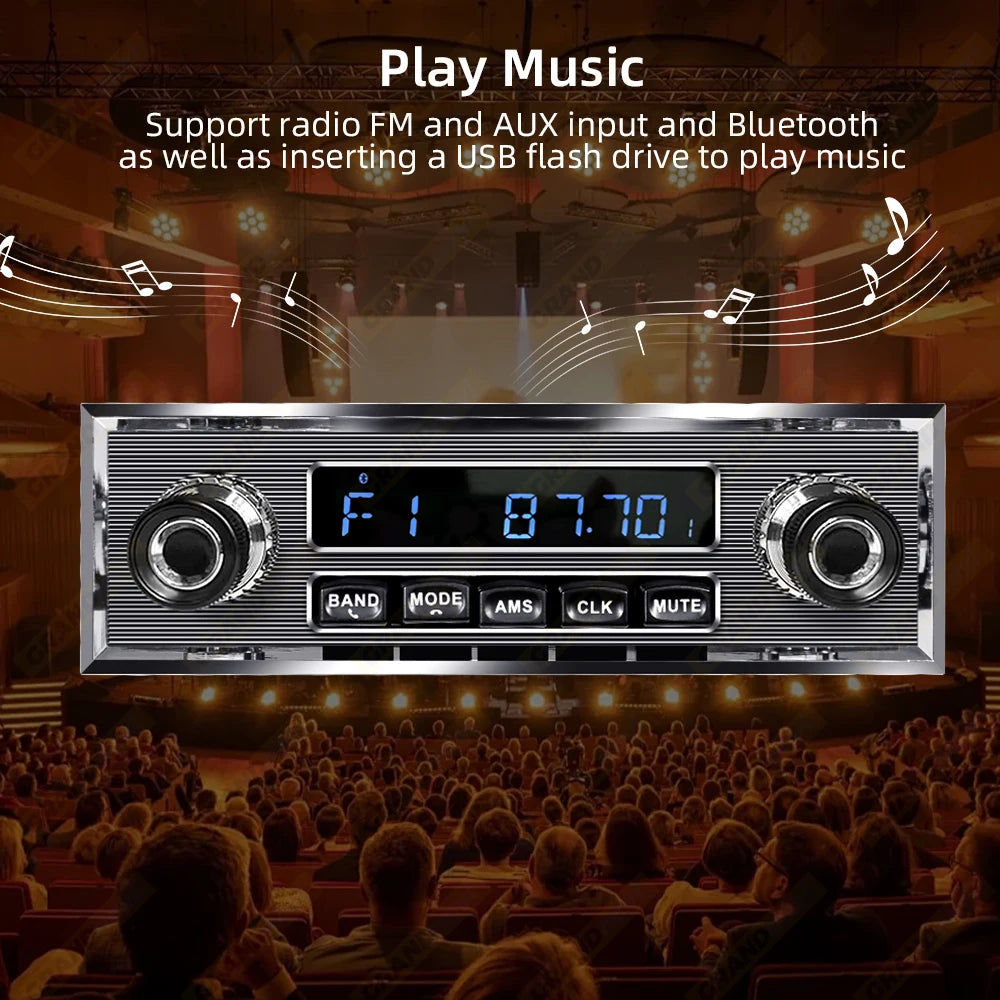 Grandnavi 1 Din Car Radio MP3 Player Classic Car Retro Audio Stereo Support FM AUX EQ USB Input In-dash Bluetooth For Benz