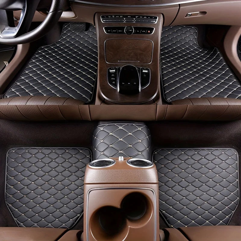 5PCS Car Floor Mats Universal Car Floor Mat Protector Waterproof Anti-fouling Leather Floor Mats Car Interior Accessories