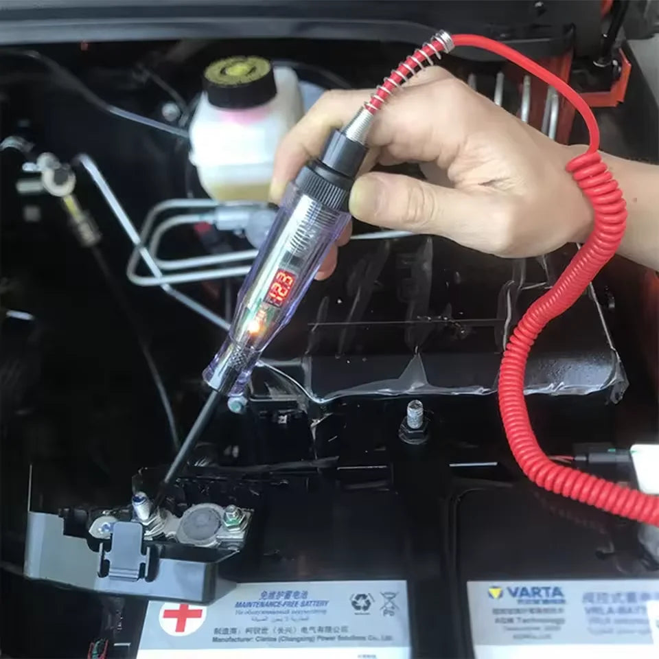 Auto Truck Voltage Circuit Tester 6V 12V 24V DC Digital Display Long Probe Pen Light Bulb Automobile Diagnostic Tool Auto Repair