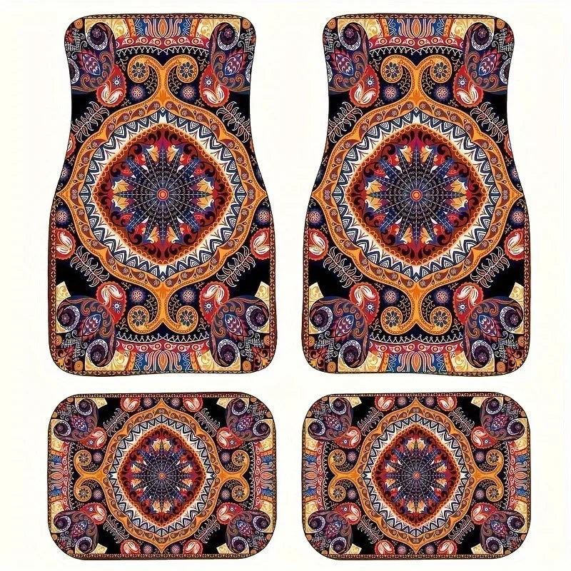 4PCS/Set Car Floor Mats Car Floor Protector Bohemia Carpet Rugs Universal Auto Foot Pad Set Auto Accessories Car Decoration