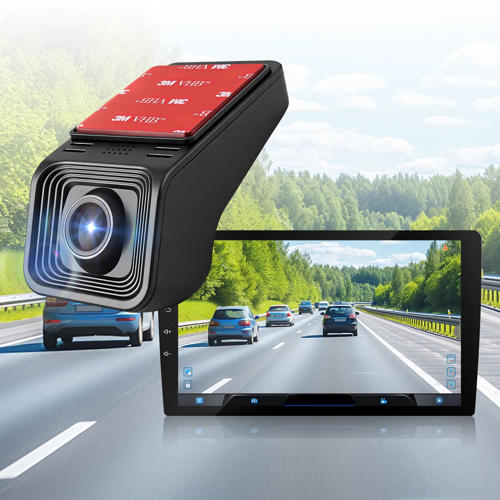 1080P HD Dash Camera, USB Front Dash Camera Universal Car DVR for Android System with ADAS Plug in the SD Card