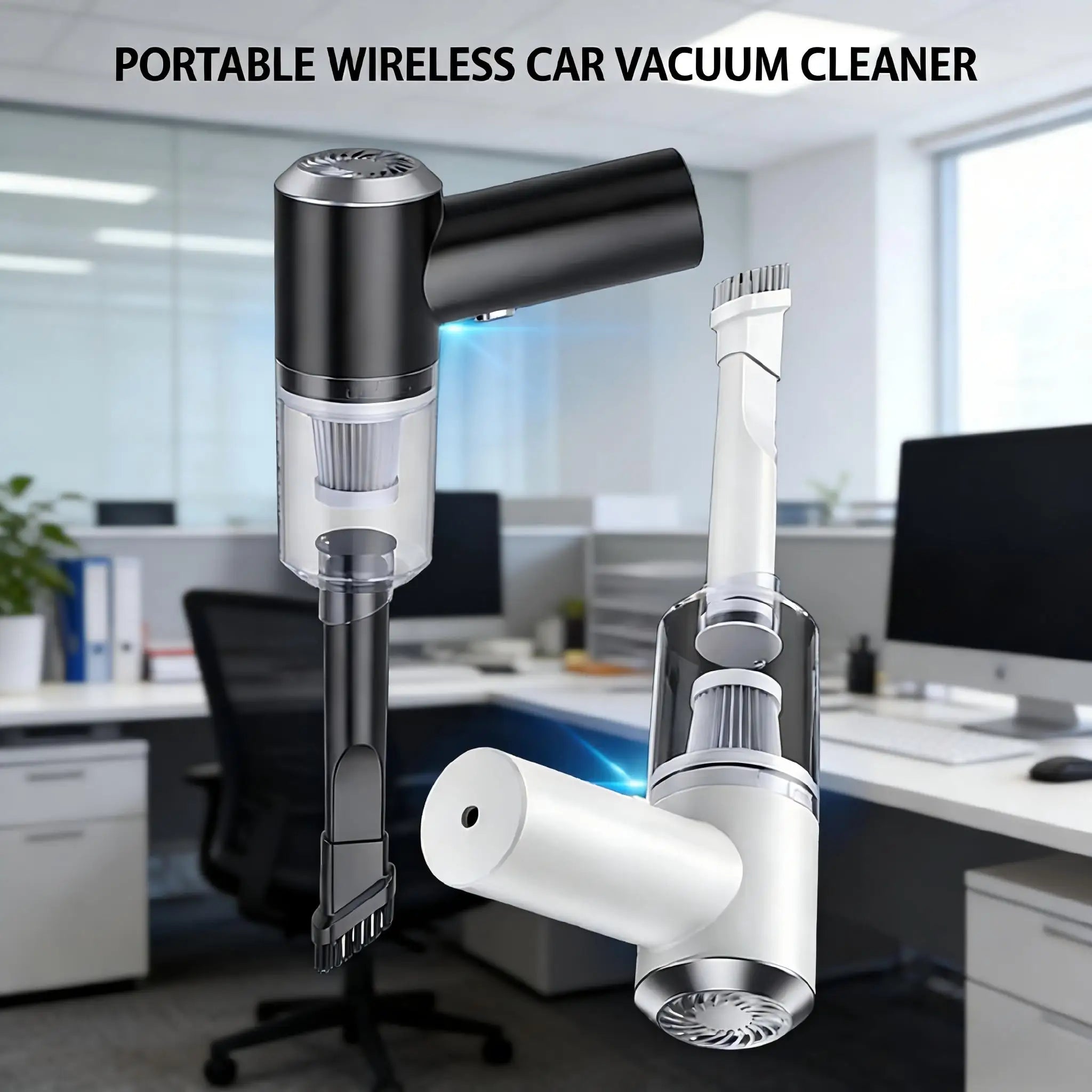 Handheld Car Vacuum 6000Pa 3In1 Cordless Vacuum LED Light 120W High Power Air Duster Black Portable Auto Home Office Pet